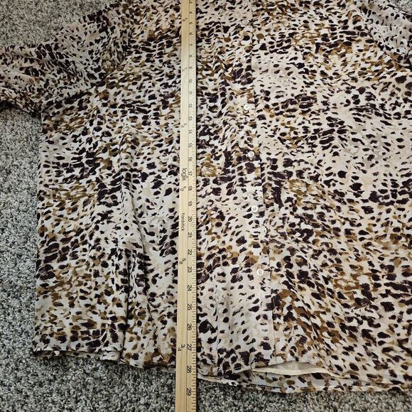 Calvin Klein Chiffon Long Sleeve Button Front Blouse Animal Print Lined Size 3X - Picture 15 of 15